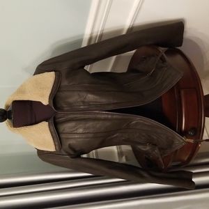 MICHAEL KORS BROWN LEATHER JACKET- LG